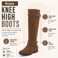 thumbnail image 2 of LOVE STEETLY Women's Knee High Chunky Heel Boots, Side Zipper Round Toe Faux Leather Casual Buckle Comfort Versatile Boot., 2 of 6