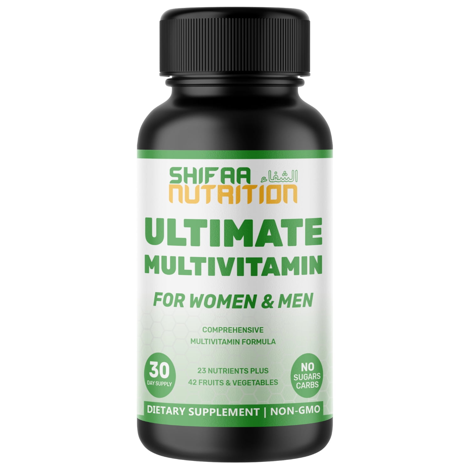 Shifaa Nutrition Halal Ultimate Multivitamin for Adults with 70+ Nutrients, 42 Fruits & Veggies – Non-GMO Daily Supplement