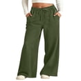thumbnail image 2 of Kureaily High Waist Wide Leg Jeans For Girls Stretchy Drawstring Waistband Loose Straight Denim Pants With Pockets Comfortable Casual Trousers 8-9 Years, 2 of 5