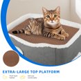 thumbnail image 5 of Dextrus 2-Tier Indoor Cat House,Modern Cat Cube Condo, Cat Cave Bed Playhouse with Scratch Pad and Hideaway Cave,17.7" L x13.7" Wx24.8" H,Gray, 5 of 9