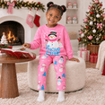 thumbnail image 3 of Pink Snowman 2-Piece Outfit Sets for Girls Cute Holiday Sweatshirt & All-Over Snowman Pants, Cozy Kids Casual Clothes, 3T, 3 of 8