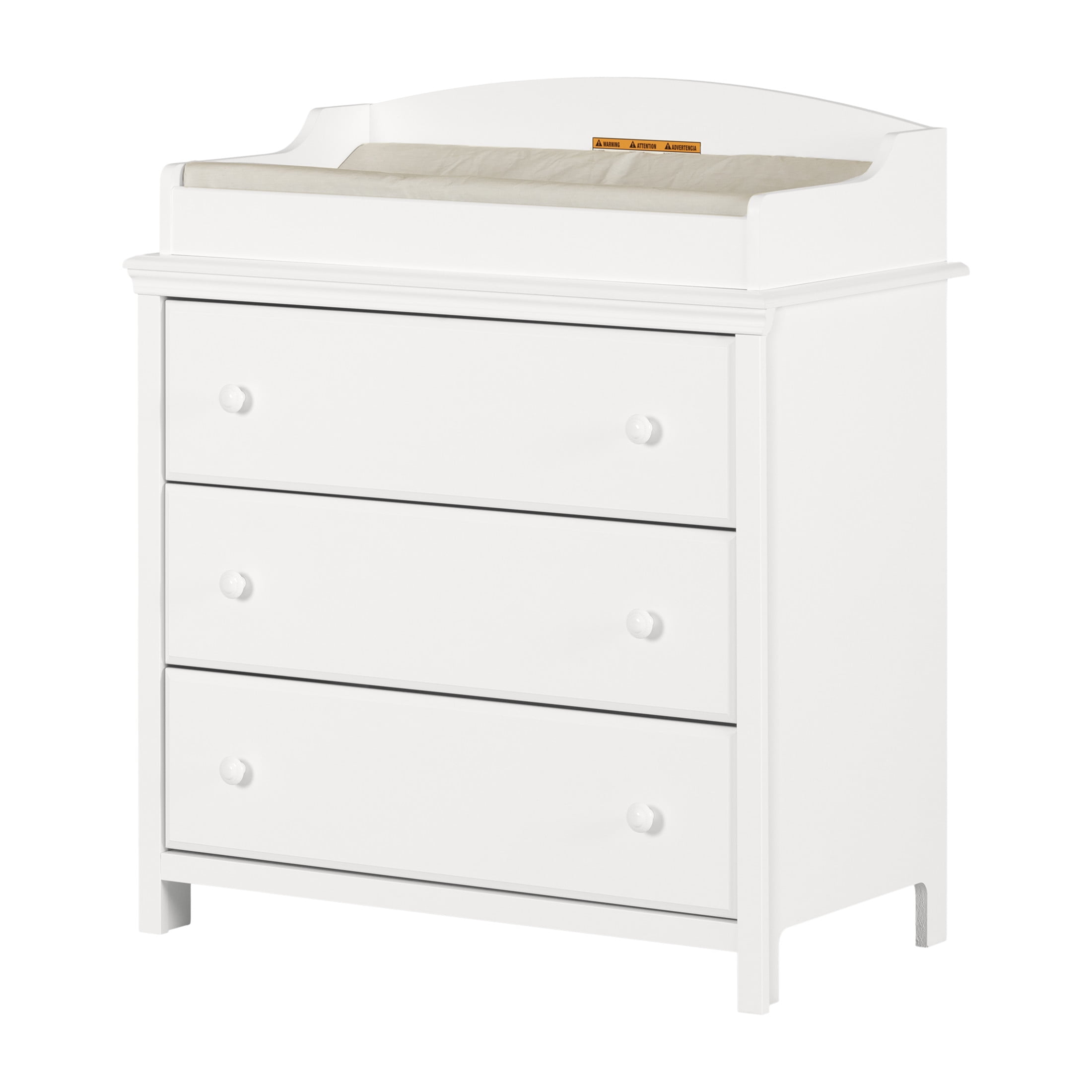 South Shore Cotton Candy, Coastal Changing table, Narrow White