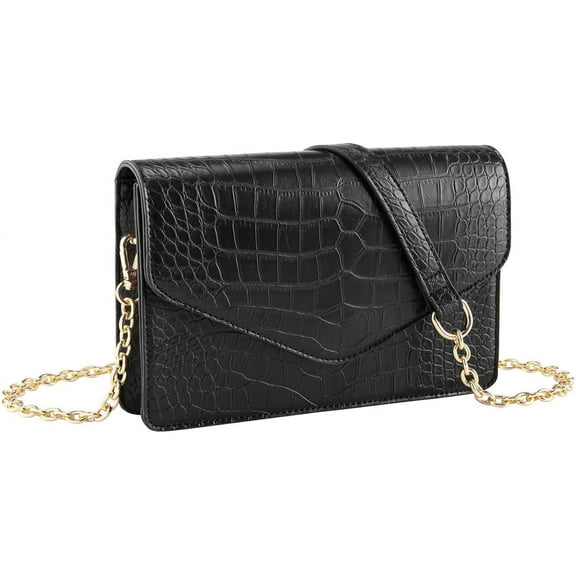 Women Small Crossbody Handbag Purse Crocodile Classic Clutch Shoulder Handbag PU Leather Chain Evening Dress Bag