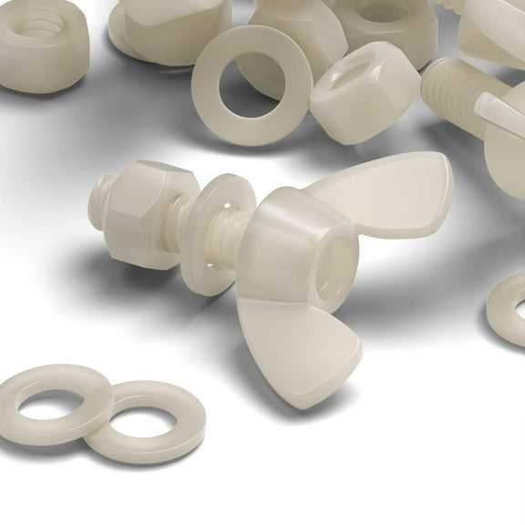 50 x Nylon Butterfly, Wing Nut with thread, machine screws, includes nuts & washers, M5 x 16mm, (13/64 x 5/8 in)