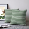 thumbnail image 2 of Pillow Covers 16x16 Set of 2, Sage Green Striped Throw Pillow Covers Decorative Couch Cushion Cover, Modern Minimalist Layered Stripes Microfiber Soft Square Pillowcases for Bedroom Living Room Sofa, 2 of 9