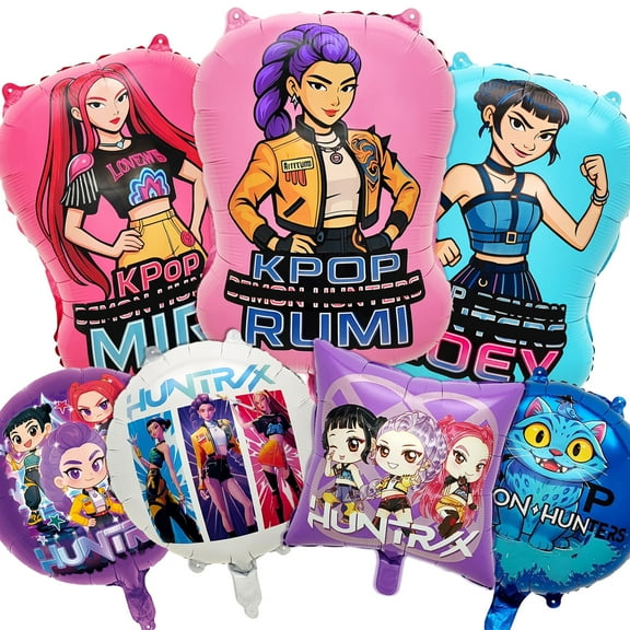 7PCS K-Pop Foil Balloons,  Girl Character Foil Party Balloons for Party Decorations Supplies