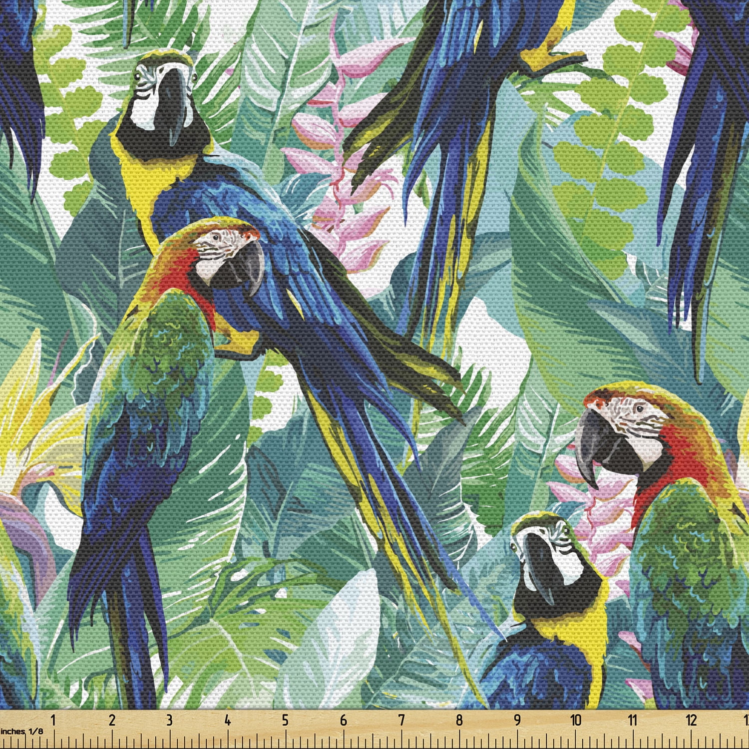 Multicolor Print of Flamingo Birds Along Toucans and Parrots in The Jungle Forest Plants Rectangular Table Cover for Dining Room Kitchen Decor 52 X 70 Ambesonne Exotic Tablecloth 
