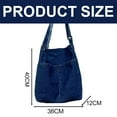 thumbnail image 2 of Bolso de hombro de mezclilla para mujer, bolso de lona informal, bolso bandolera retro, bolso de gran capacidad, azul marino, 2 of 5