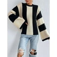 thumbnail image 3 of Oversized Striped Knit Sweater (S, Beige), 3 of 6