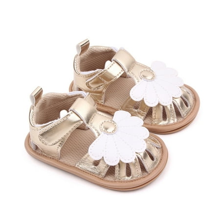 

Baby Girls PU Leather Non-slip Flower Princess Sandal Toddler Soft Open Toe Summer Flat Shoes