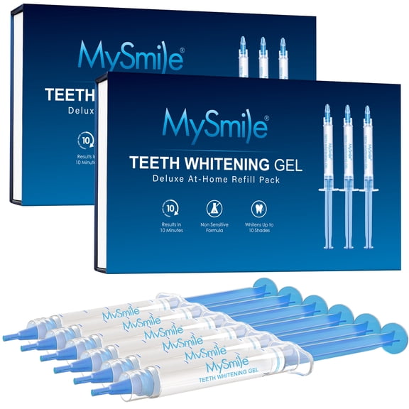 MySmile  Teeth Whitening Gel Refill Pack, Gentle Enamel Safe Non Sensitive for Teeth Whitening Kit, 10min Result,Mint, 6pcs