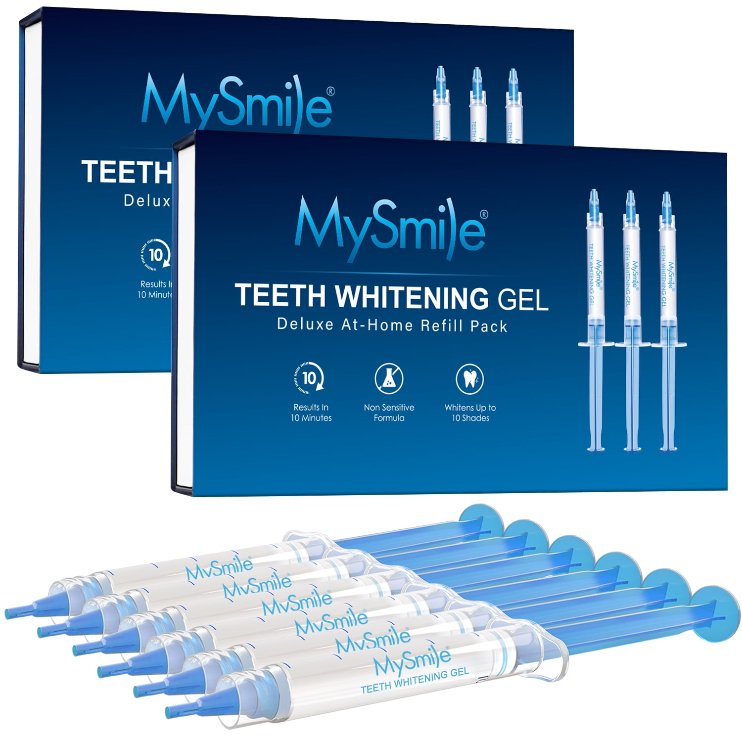 MySmile Teeth Whitening Gel Refill Pack, Gentle Enamel Safe Non Sensitive for Teeth Whitening Kit, 10min Result,Mint, 6pcs