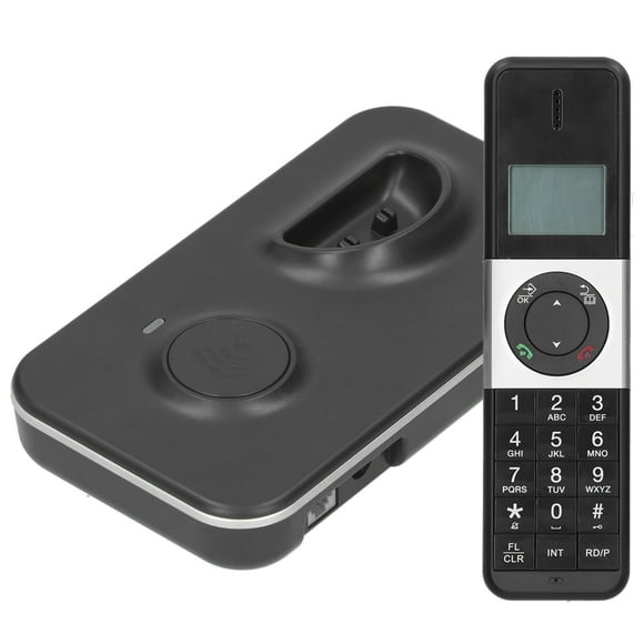 Teléfono Comercial, Teléfono Fijo, Teléfono Inalámbrico Negro digital Duradero Ajustable Para Llamar a la Función de Bloqueo del Teclado