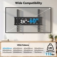 thumbnail image 2 of MountFTV Fixed Low Profile TV Mount for 26-60 inch TVs,up to 115 lbs,Ultra Slim TV Wall Mount Bracket,Max 400 x 400mm, Fit 8",12",16" Wood Stud, 2 of 7