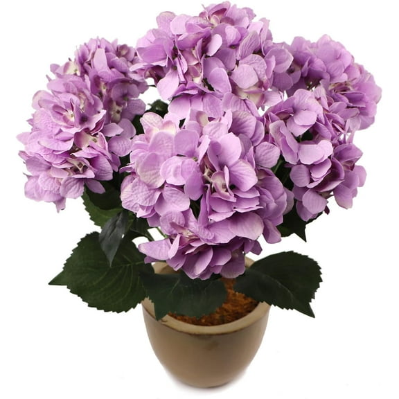 20-Inch Hydrangea Bush with 7 Heads Lavender – Artificial Silk Flower Bouquet for Home, Wedding & Event Décor