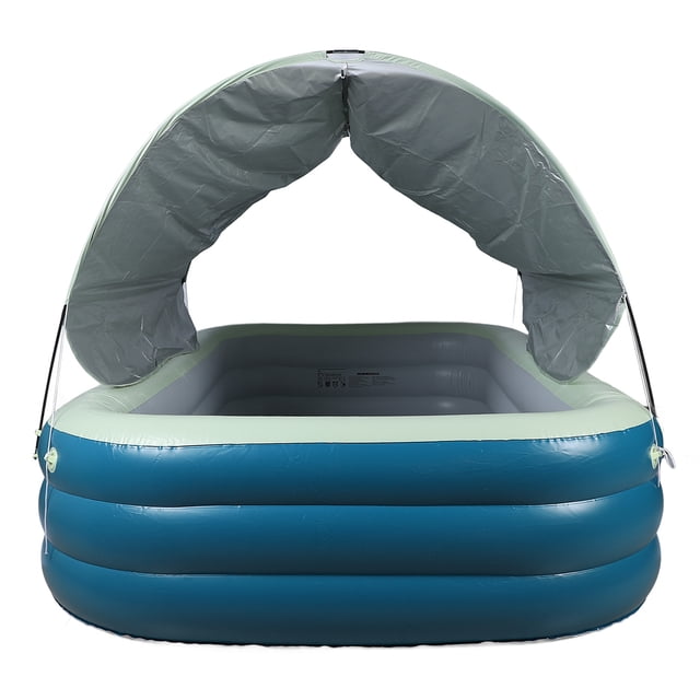 Large Inflatable Family Pool with Canopy, Durable PVC Material, Water Slide Fun for Adults and Kids, UV Protection, for Backyard Outdoor Use