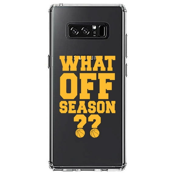 DistinctInk Clear Shockproof Hybrid Case for Samsung Galaxy Note 8 - TPU Bumper Acrylic Back Tempered Glass Screen Protector - What Off Season? Basketball