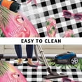 thumbnail image 5 of Summer Flamingo Outdoor Rug for Patio/Deck/Porch, Non-Slip Large Area Rug 5 x 8 Ft, Tropical Plants Botanical Floral Black Plaid Indoor Outdoor Rugs Washable Area Rugs, Camping Rug Carpet Runner, 5 of 8