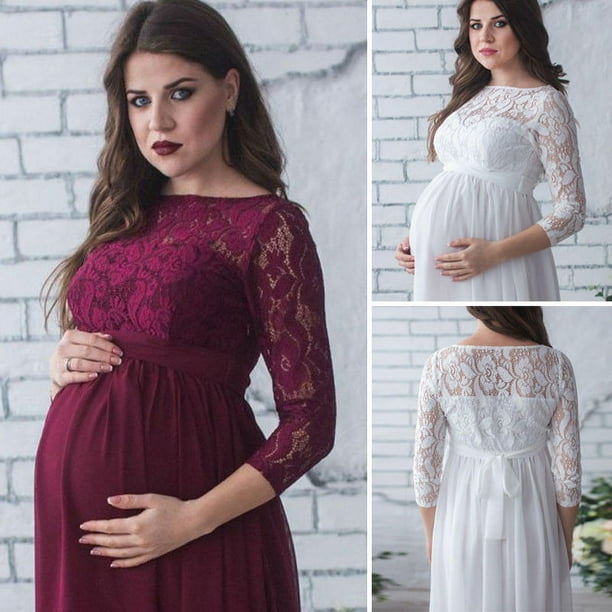 Pregnant Women?s Lace Maternity Dress Maxi Gown Photography Photo Clothes 