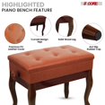 thumbnail image 5 of Adjustable Piano Bench with Storage - 3" Padded Seat, Curved Legs, Heavy Duty 445lb Capacity, 5 of 12