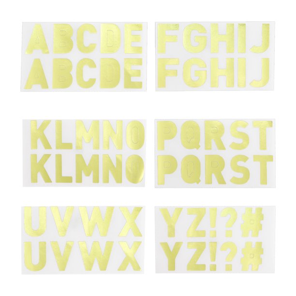 Pegatinas de Letras de 1 Pulgada, 75 Pcs 6 Hojas de Pegatinas de Letras del Alfabeto DIY Doradas