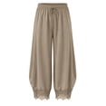 thumbnail image 6 of RUTAYY Women's Pants Knit Lace Capris Solid Color With Pockets Drawstring Elastic Waist Daily Wear Trendy Trip Trousers, 6 of 6