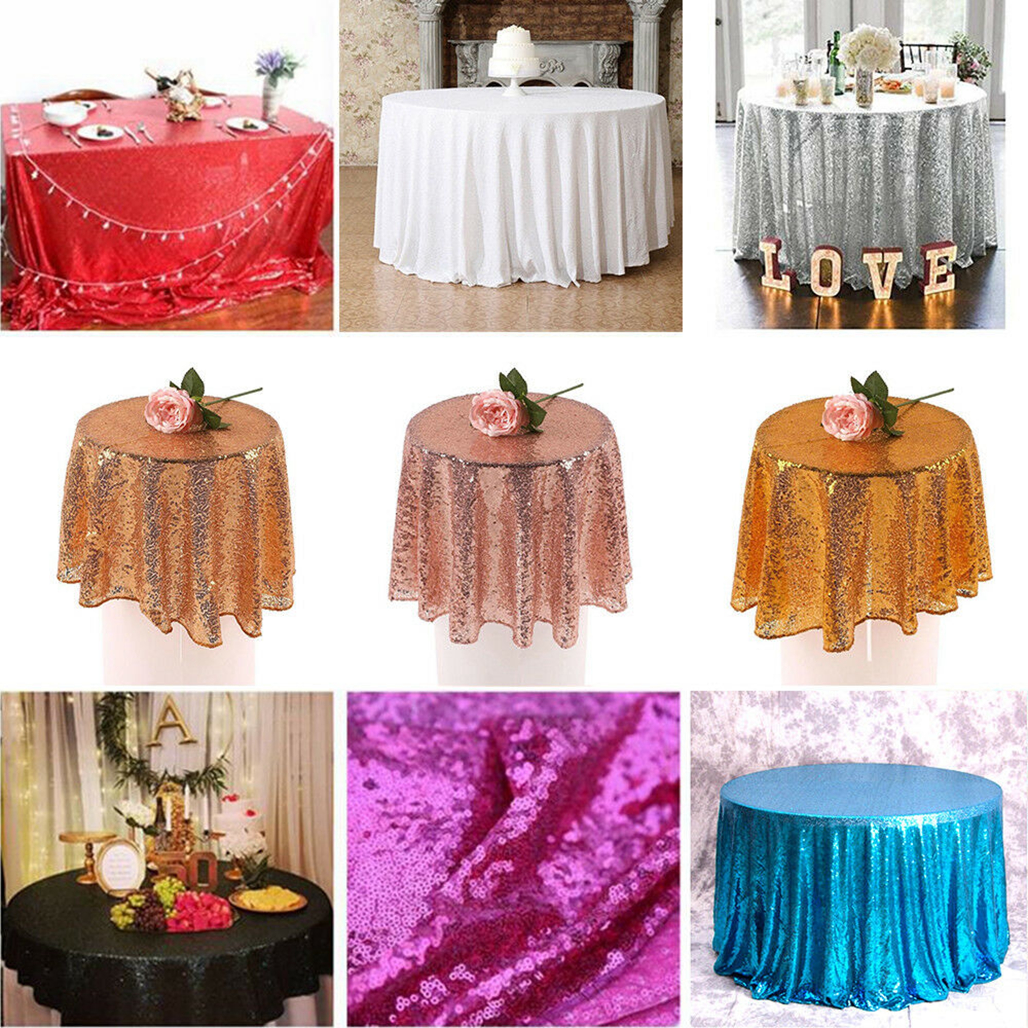 48 Round Sequin Table Cloth Banquet Table Cover Wedding Birthday