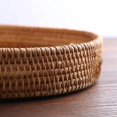 thumbnail image 3 of Rattan Storage Tray Hand Woven Picnic Basket Bread Fruit Snacks Food Storage Baskets Display Desktop Serving Tray With Handle, 3 of 6