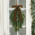thumbnail image 2 of AHeartcove 2 Pack Christmas Greenery Cedar Teardrop Swag with Velvet Ribbon Bow and Rustic Vintage Bells - Artificial Swag Wreath for Tree Outdoor Front Door Farmhouse Home Wall Mantle Decor(Khaki), 2 of 6