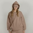 thumbnail image 6 of Yteetum Hoodie With Eye Mask for Womens Comfort Airplane Mode Travel Pocket Hoodie Casual Loose Long Sleeve Drawstring Hooded Pullover Sweatshirts Top, Lightweight Solid Fall Wearable Blanket Hoodies, 6 of 7