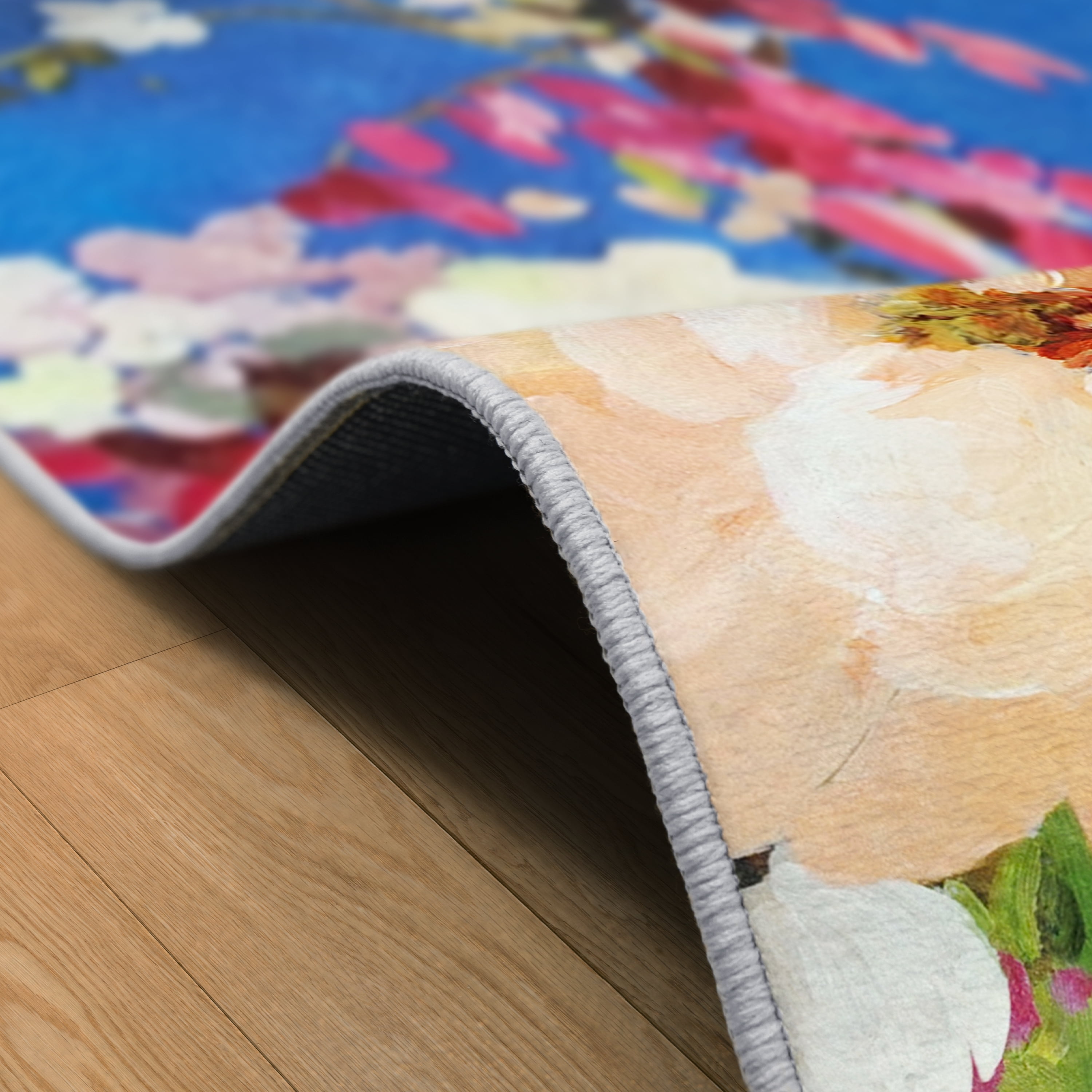 Midnight Flowers I, 8'x10' Hand Washable Art Area Rug