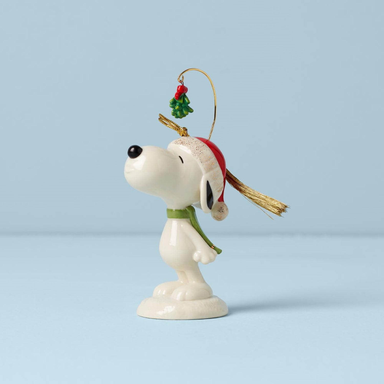 Lenox Snoopy Under the Mistletoe Ornament
