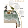 thumbnail image 2 of Sage Green Waves Table Cloth, Rustic Abstract Ombre Stripes Art Waterproof Tablecloth for Rectangle Tables, Reusable Washable Fabric Table Cover for Restaurant Kitchen Dining Tables 54"x108", 2 of 6