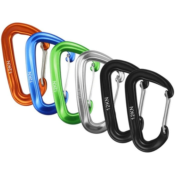 6 Pack Heavy Duty 12KN Carabiner Clips for Camping and Hiking