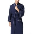 thumbnail image 1 of Albornoz ligero Albornoz Algodón Kimono Waffle Bata Amantes, Azul marino, 1 of 6