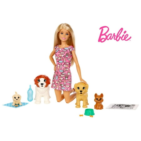 Barbie Doggy Daycare Doll, Blonde Hair with 2 Dogs & 2 (2 Blonde Best Friends)