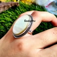 thumbnail image 4 of Handmade Mother of Pearl Ring: Oval Gemstone, Boho Silver Statement, 4 of 10