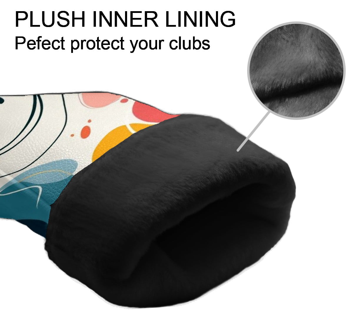 Golf Head Covers Simple Pattern Design for Driver, Wood & Hybrid, Premium Waterproof PU Leather with Plush Lining, Minimalist Golf Gifts