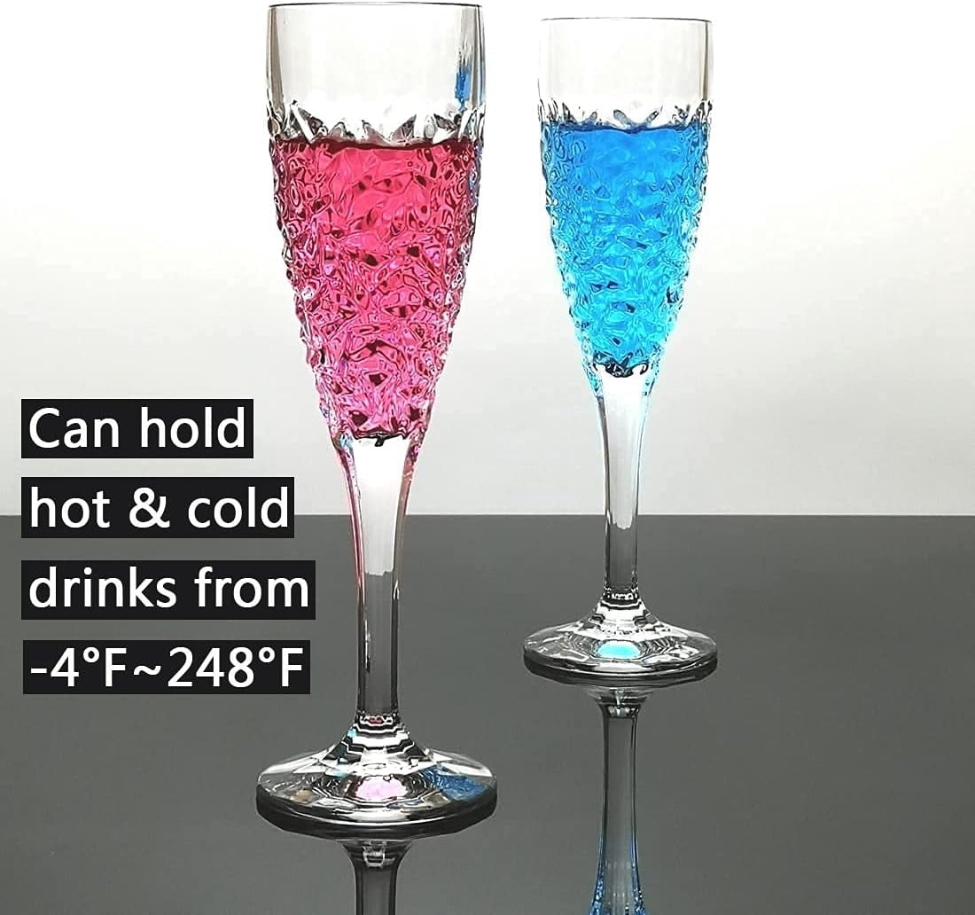 Set of 6 Unbreakable Champagne Flutes for Wedding Party Clear Tritan Plastic Champagne Glasses Dishwasher Safe BPA Free Acrylic Champagne Drinking Cups