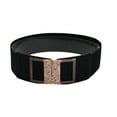 thumbnail image 2 of Women Black Elastic Fashion Belt Gold Metal Skull Buckle S M, 2 of 14