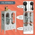 thumbnail image 6 of Kings Brand Furniture Wood Curio Display Storage Cabinet with 2 Glass Shelves & 2 Drawers (White), 6 of 9