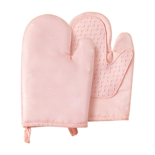 Mitts de horno Guantes de aislamiento de calor resistente al calor Guantes de horno suministros de cocción Mitts colgando para acampar a la parrilla Rosa