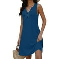 thumbnail image 4 of Plus Size Dresses for Womens 2025 Fashion Sexy Solid Color Sleeveless V-Neck Dress, 4 of 5