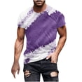 thumbnail image 2 of Fnnxeal Mens 3D T Shirt Short Sleeve Purple Gradient Print Streetwear Crewneck Tee Abstract Geometric Top Moisture Wicking Stretch Fit,Size 5XL, 2 of 4