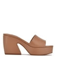 thumbnail image 4 of Nine West Oklee 3 Light Tan Squared Open Toe Slip On Retro Heeled Sandals (Light Tan, 8.5), 4 of 5