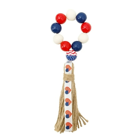 

Sanamity Utensil Hanger 1Pcs Independence Day Napkin Wood Bead Napkin Beaded Napkin Ring Holder Independence Day Family Table Decoration Wood Bead String Wood Bead Napkin Ring Tassel Wooden Pendant