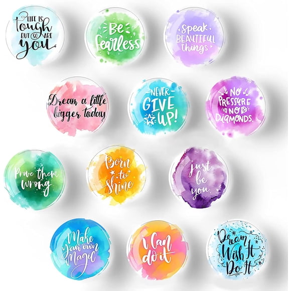 12Pcs Glass Strong Magnetic Refrigerator Magnet Fridge Sticker, Round Glass Fridge Decoration, Office Whiteboard Cabinet Dishwasher Magnet, Cabinet Cute Locker Magnet (12, Alphabet)