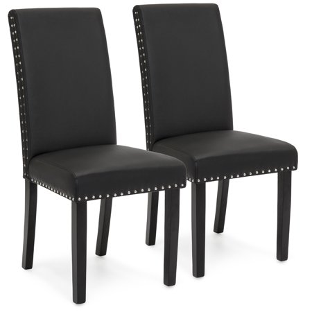 Best Choice Products Faux Leather Upholstered Nail Head Studded Parsons Dining Chairs, Set of 2, (Best Quality Leather Furniture Brands)