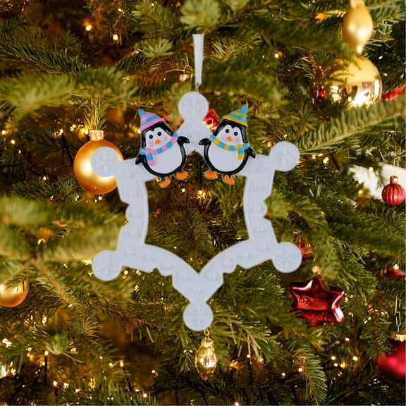 Maxora Personalized Ornaments Customized Christmas ornament Snowflake Ornament with Penguin for Family of 2 Free Customize