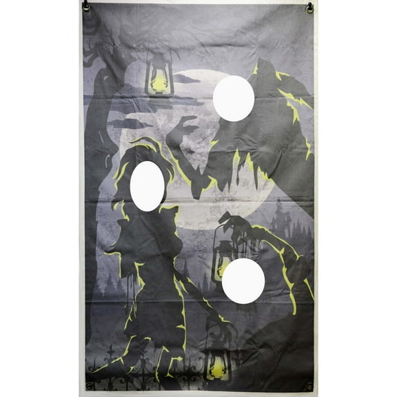 TX USA Graveyard Haunting Banner ? Durable Canvas Halloween Photo Backdrop with Grommets for Easy Hanging, Perfect for Doorways & Festive Memories